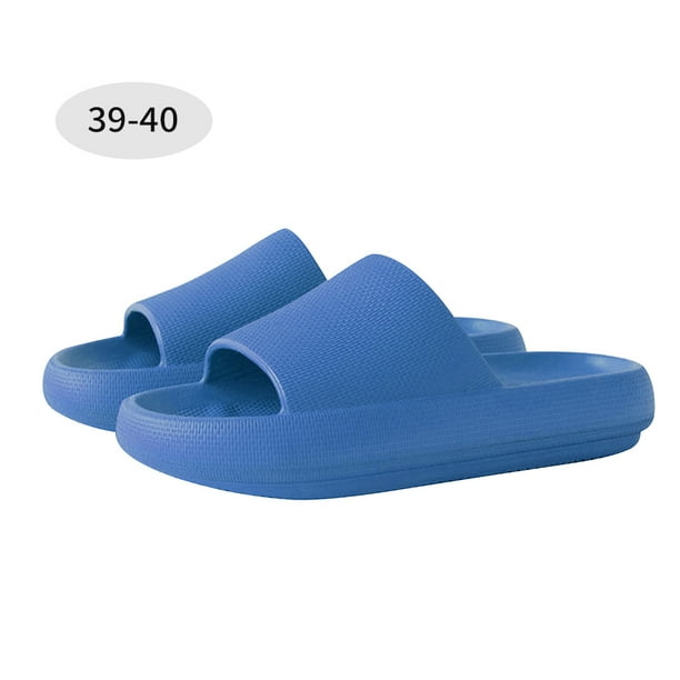 Zapatillas de casa, sandalias antideslizantes de EVA, zapatillas de suela gruesa con punta abierta para parejas, azul, adecuadas para tallas 35-36 2 piezas seitruly AP001383-23B