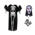 thumbnail image 1 of Halloween Scary Costumes With Mask Gloves Skull Skeleton Monster Devil Ghost Clothes Robe For Adult Kids, 1 of 4