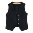 thumbnail image 4 of GEWSEY Womens Sleeveless Denim Vest V Neck Button Plus Size Jean Waistcoat Y2K Casual Trendy Loose Lightweight Jackets with Pockets (Black, 4XL), 4 of 4