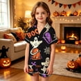 thumbnail image 2 of JIAYUE Girls Pajamas Set Halloween Graphic Short Sleeve Notched Collar Button Top And Shorts 2 Piece Sleepwear for Casual Bedtime,2-3 Years, 2 of 4