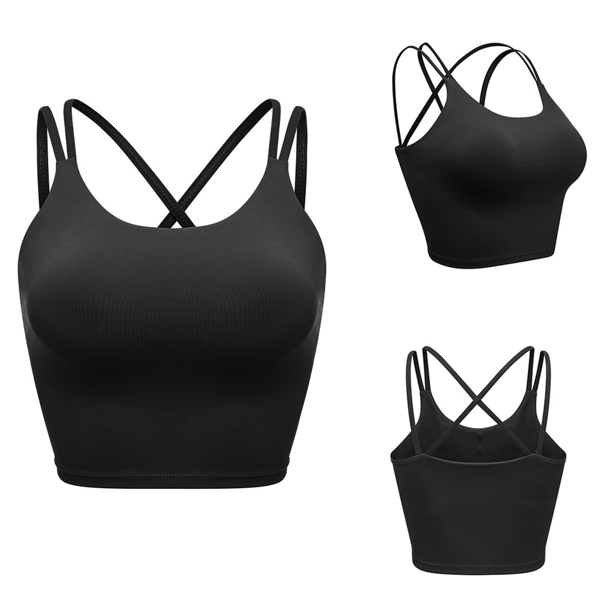 Dodoing - Crop Tank Tops for Women Longline Padded Bra Yoga Crop Tank ...