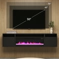 thumbnail image 6 of BELLEZE Floating Fireplace TV Stand Wall Mounted with 36" Electric Fireplace Heater, 70" LED Entertainment Center with Storage for TVs up to 75", Modern Media Console TV Shelf For Living Room (Black), 6 of 7