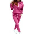 2 Piece Solid Long Sleeve Fleece Baggy Fall Lounge Y2K Sweatsuits for