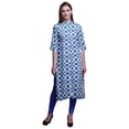 thumbnail image 1 of Bimba Printed Straight Kurtis For Women Button Down Mandarin Indian Tunic X-Large, 1 of 6