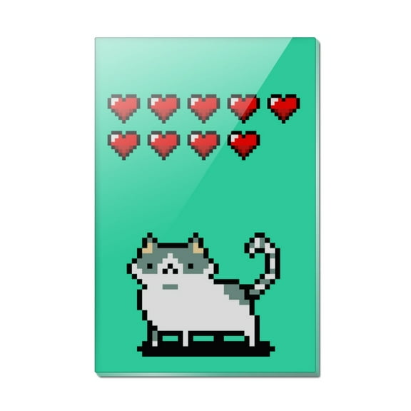 Nine Lives Cat Pixel Retro Game Rectangle Acrylic Fridge Refrigerator Magnet
