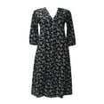 thumbnail image 4 of Robe Maxi à Manches 3/4 pour Femmes, Boutonnée, Imprimé Floral, Col en V, 4 of 5