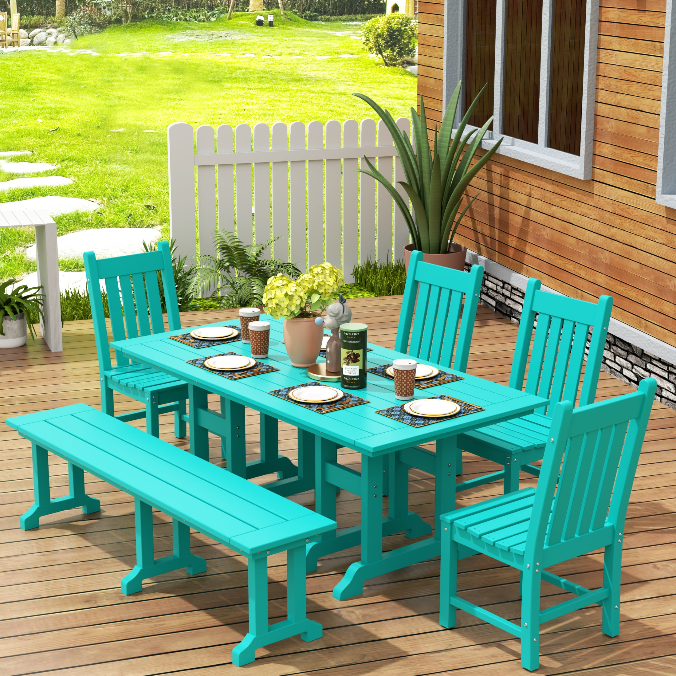 Turquoise outdoor bench discount