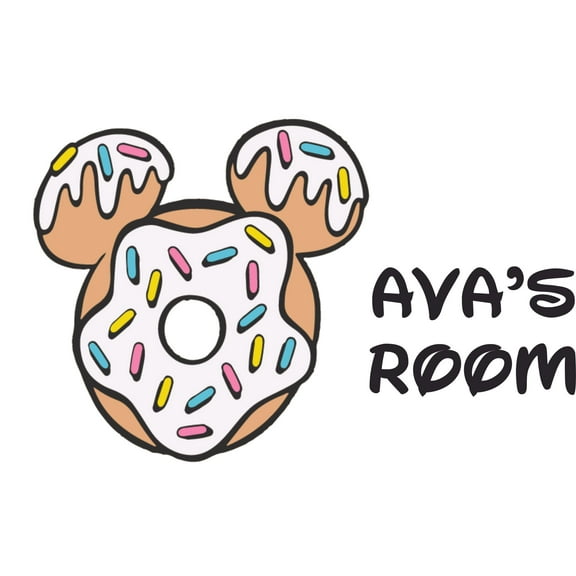 Doughnut Disney Cartoon Character Vinyl Customized Name Wall Decal - Custom Vinyl Wall Art - Personalized Name - Baby Girl Boy Kid Bedroom Decal Room Sticker Decoration Size (20x18 inch)