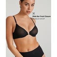 thumbnail image 3 of Women's Cosnufy Sheer Front Closure Bra Demi Sexy Seamless Unlined Mesh Underwire Bra, 3 of 6