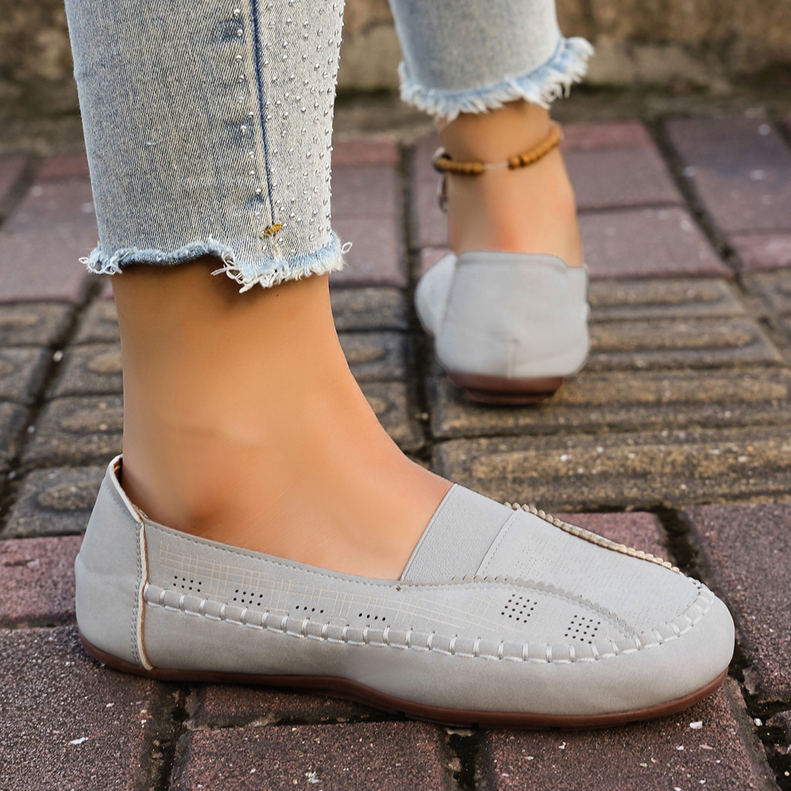 Chenyee Womens Casual Canvas Walking Shoes Comfortable Boat Loafers with Arch Support Slip On Sneakers