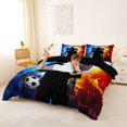 thumbnail image 3 of Erosebridal Soccer Ball Games Kids Queen Duvet Cover Set For Football Lovers,Orange Blue Black Bedding,Reversible Black 3-Piece,No Comforter, 3 of 6