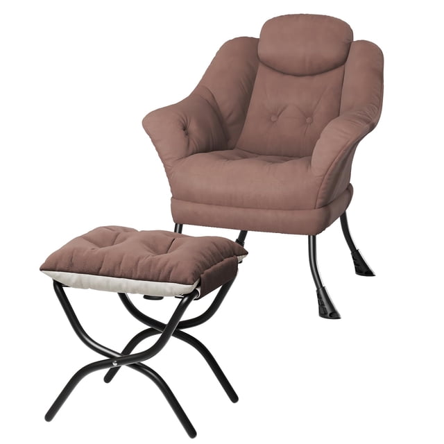 QinaQin Sillón lazy ergonómico con reposapiés plegable, funda removible y lavable, ideal para lectura y espacios pequeños