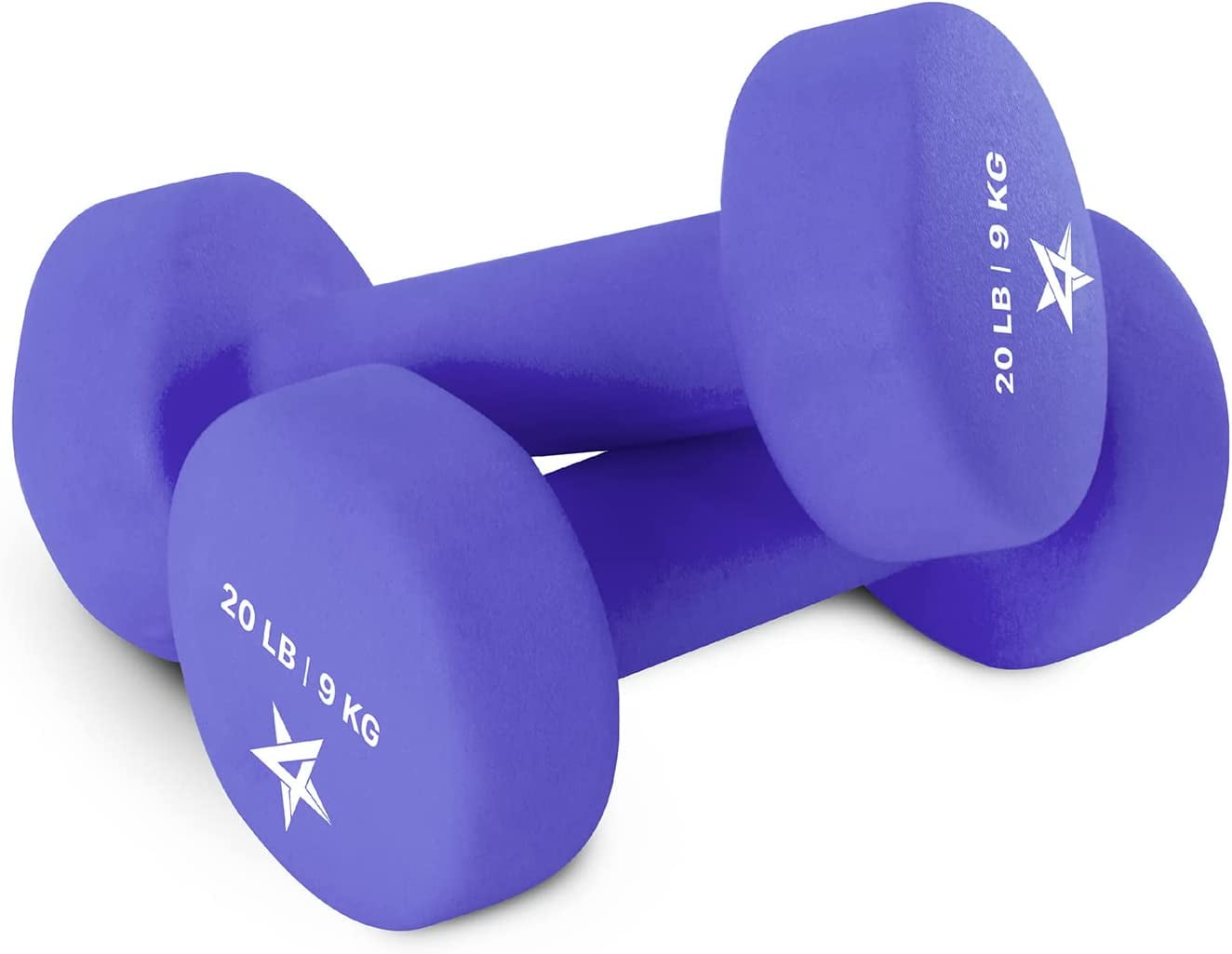 Yes4All 20 lbs Neoprene Dumbbells with Non Slip Grip, Medium Dark Blue