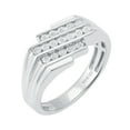thumbnail image 2 of Sterling Silver with Genuine White Diamond Three Row Men's Ring, 2 of 3