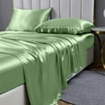 thumbnail image 3 of Reliable Bedding 4 piece Sheet Set, Silk Satin Sheet Set, Extra Soft Silky Sheets, Royal Luxury Sheet Set 24" Deep Pocket, Wrinke Free (Olive,Short Queen), 3 of 6