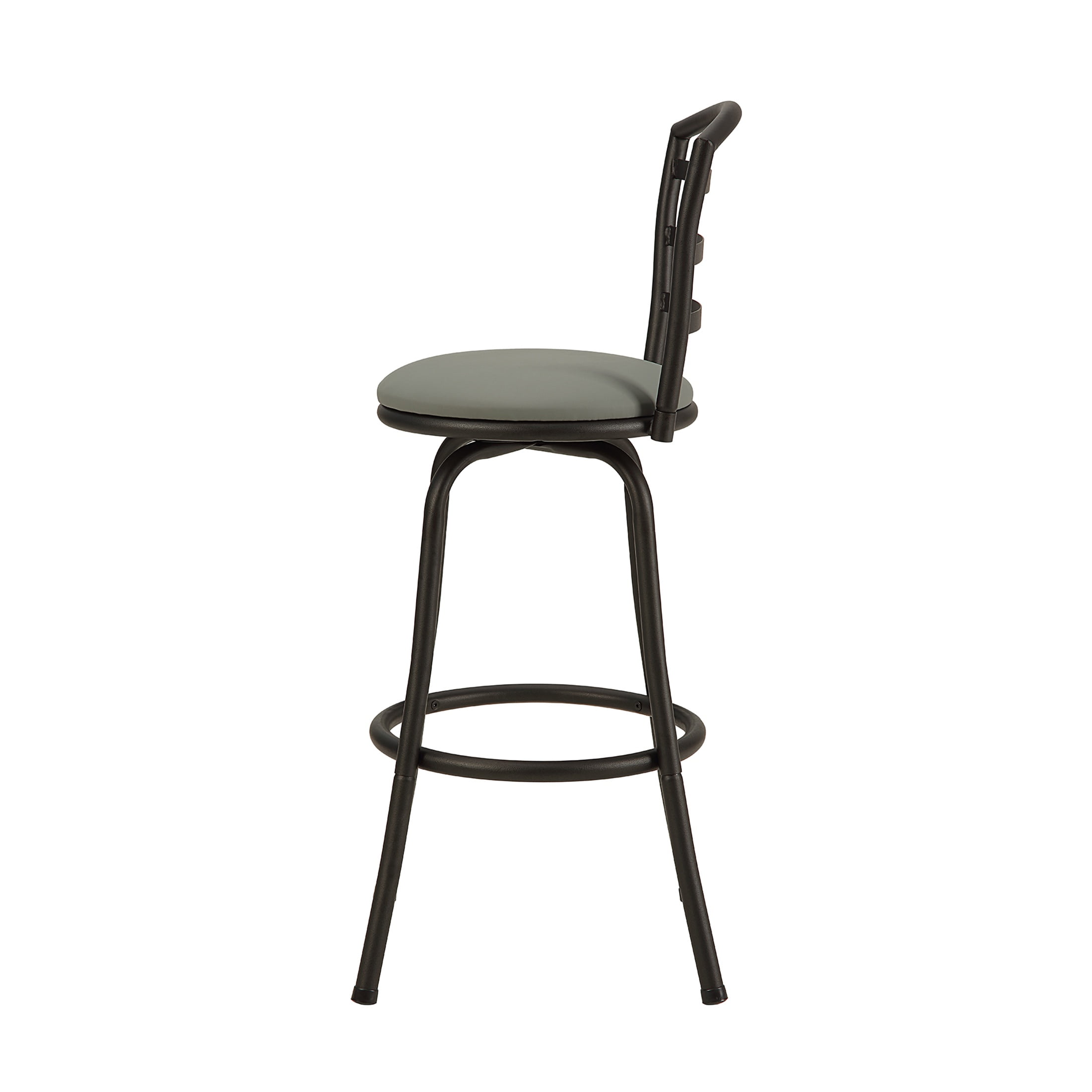 Mainstays 3 Pack Indoor Adjustable  24" or 29" Swivel Adjustable Black Metal Barstool, Dark Gray Seat