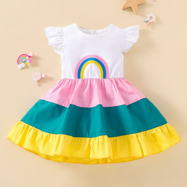 Rainbow frock girl sales