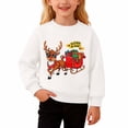 thumbnail image 4 of Crewneck Sweatshirt Kids Festive Fleece Crew Neck Long Sleeve Pullover Sweatshirt Hoodless Top White 5-6 Years, 4 of 5