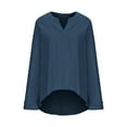 thumbnail image 6 of Plus Size Tops Trendy Western Tops for Ladies V-Neck Pullover Loose Tunic Long Sleeve T Shirts Solid Color Sweatshirts Womens Spring Fashion Navy S, 6 of 7