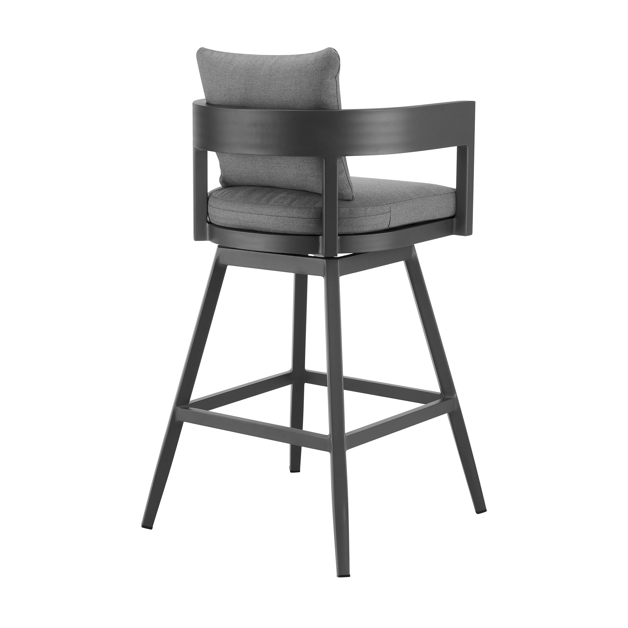 Menorca Outdoor Patio Swivel Counter Stool in Aluminum with Gray Cushions - Set of 3