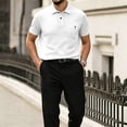 thumbnail image 2 of Men's Breeze Polo Shirts Beer Belly Breeze Short Sleeve Wear Collared Textured Shirt Stretchy Quick Dry Casual Golf for Outdoor Daily White XL, 2 of 5