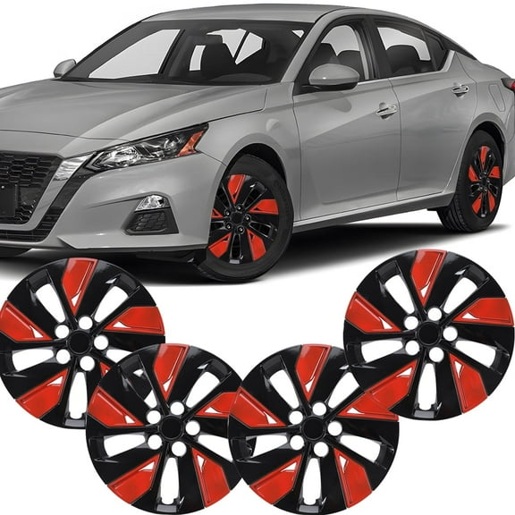16 inch Set of 4 Wheel Covers Hubcaps Fits for Nissan Altima 2019-2025,Only Fit Iron Hub-Steel Wheel,Black Lacquer & Red Lacquer