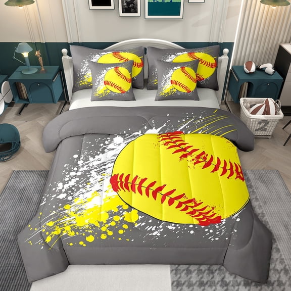 Castle Fairy Teens Baseball Gamer Twin Bedding Sets,Graffiti Splash Bedding Comforter Set