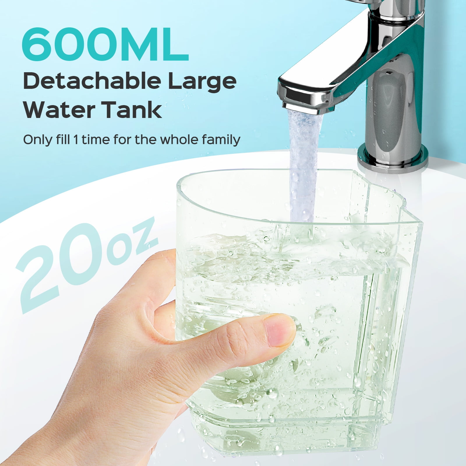 COSLUS EX2 Water Flosser for Teeth,Water Dental Flosser Pick for Teeth,2 Modes & 12 Pressure Settings,600ML,5 Jet Tips for Multiple Users ,Green