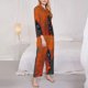 thumbnail image 3 of Balery Orange Net Fishing Boat Conjunto de Pijama con Estampado para Mujer, Conjunto de Dos Piezas con Manga Larga, Ropa de Dormir Suave con Bolsillos, Pijamas Cómodos-Small, 3 of 7