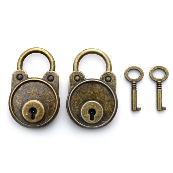 Retro Padlock Old-Fashioned Lock Notebook Luggage Antique Padlock with Key Suitcase Lock Decorative Lock