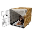 thumbnail image 2 of Yellow Brown Dog Crate Cover, Top View Illustration of Round Daisy Flowers, Easy to Use Pet Kennel Cover Small Dogs Puppies Kittens, 7 Sizes, Amber Dark Yellow, by Ambesonne, 2 of 6