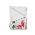 thumbnail image 2 of Watercolor Soft Flannel Fleece Throw Blanket, Grunge Inspired Botanical Arrangement of Fruits and Flowers Ecology, Cozy Plush for Indoor and Outdoor Use, 50" x 70", Rose Red Jade Green, by Ambesonne, 2 of 6