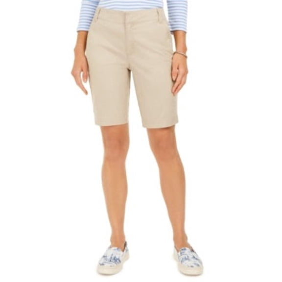 Charter Club Women's Bermuda Twill Shorts Beige Size 10