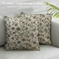 thumbnail image 3 of ONETECH Decorative Throw Pillow Case Farmhouse Pattern Brown Beautiful Jacobean Floral Meadow Flowers Blossom Florets Bud Country Cream Crewel Cushion Cover Pillowcase for Couch Sofa Bed, 3 of 5