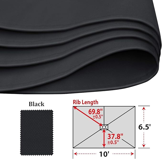 SOLAXO 6-Rib 10'x6.5' Solar Patio Umbrella Replacement Canopy cover for Outdoor