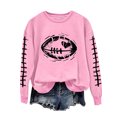 thumbnail image 2 of Mceream Womens Football Game Day Sweatshirt Casual Sunday Funday Sweatshirts Crew Neck Football Season Holiday Casual Long Sleeve Tops Pink M, 2 of 4