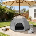thumbnail image 4 of Tienda para mascotas hexagonal para acampar al aire libre, viajes, impermeable, resistente a desgarros, refugio portátil plegable para perros y gatos, cama ligera para mascotas para playa y jardín, 4 of 7
