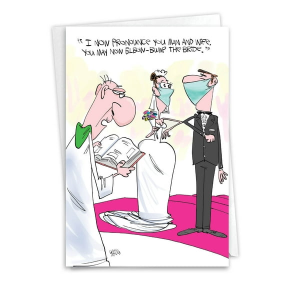 1 Funny Wedding Congratulations Card with Envelope - Elbow Bump Wedding C9175WDG
