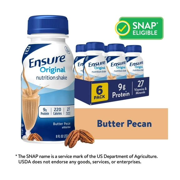 Ensure Original Nutrition Shake, 9g Protein, Butter Pecan, 8 fl oz - 6 Pack