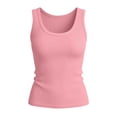 thumbnail image 4 of Fabrcox Ribbed Tank Top Women Sleeveless Square Neck Summer Tank Tops for Women Stretch Wide Strap Breathable Hiking Fitted Basic Women Undershirt L, 4 of 6