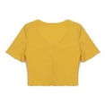thumbnail image 5 of Douhoow Women Cardigan Summer Short Sleeve Ruffle T-shirt Buttons Frilly Solid Color Tops, 5 of 8