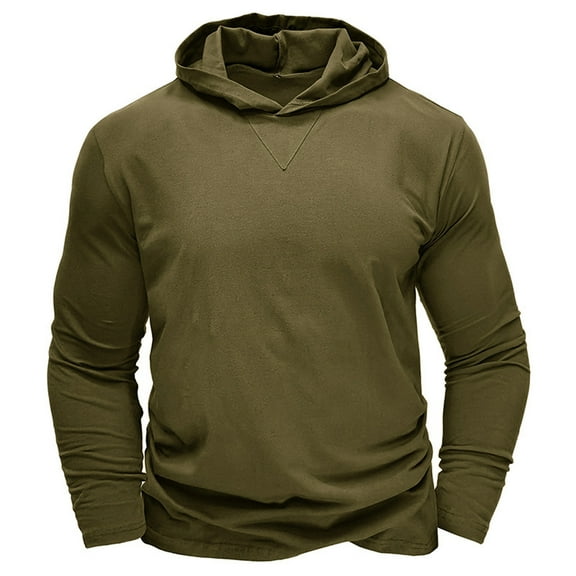 nerohusy Mens Lightweight Cotton Hoodies Pullover Fall Thin Long Sleeve Casual Workout Athletic Shirt Basic Plain Hooded Sweatshirts Army Green,XXL