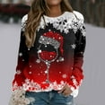 thumbnail image 2 of Staron Chandails de Noël pour Femmes Verre de Vin Rouge Chandail Joyeux Noël Col Rond Chandail Hauts de Noël Blouse Festive Chemise Décontractée Cadeaux à Moins de 10 Dollars pour Femmes, 2 of 5