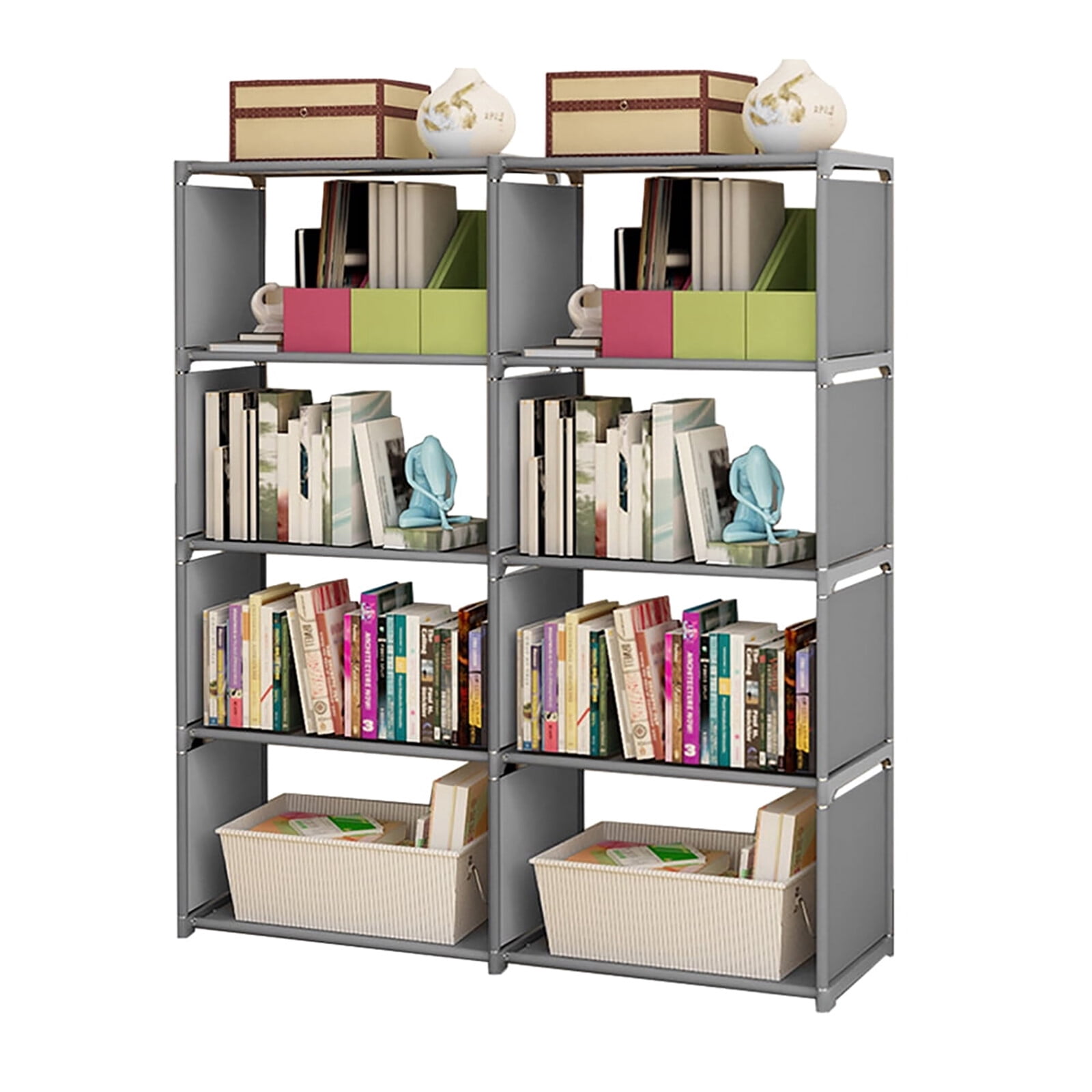 DIY 5-Tier Book Shelf 8 Cube Storage Organizer Cubes Organizer Shelves for Bedroom/Living Room/Office/Closet/Study Room