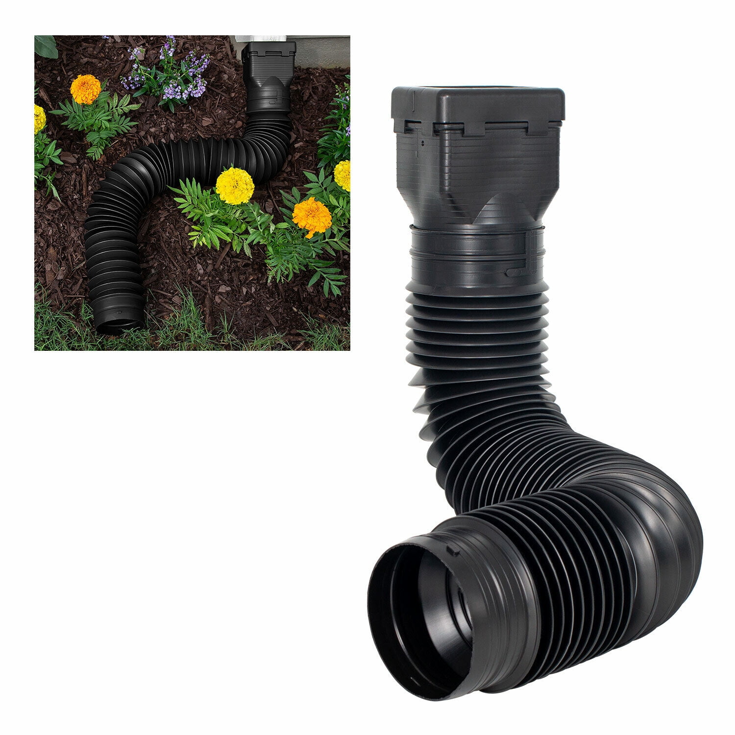 Black Universal Flexible Downspout Extension Gutter Rainwater Drainage