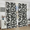 thumbnail image 4 of Texture Camouflage Curtains Army Gray Hunting Monochrome Black White Blackout Rod Pocket Curtains for Bedroom Living Room Kitchen Decor Thermal Insulated Window Drapes 2 Panel Set 84x84in, 4 of 6