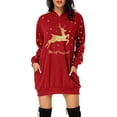 thumbnail image 6 of Christmas hot sale printed mid-length pocket hooded long-sleeved sweater, 6 of 11