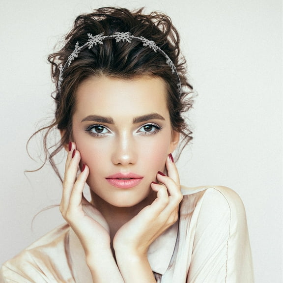 PAMINGONO Child Snowflake Headbands Hair Hoops Silver Cloth 1Pcs 6.1x5.1x0.8in