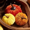 thumbnail image 4 of Bazyrey Velvet Pumpkins Fake Mini Pumpkin,Halloween Decor 12pcs Artificial Fake Velvet Pumpkins Decoration for Fall(Orange+Yellow),Happy Halloween Thanks Giving Day Autumn Decorations, 4 of 8