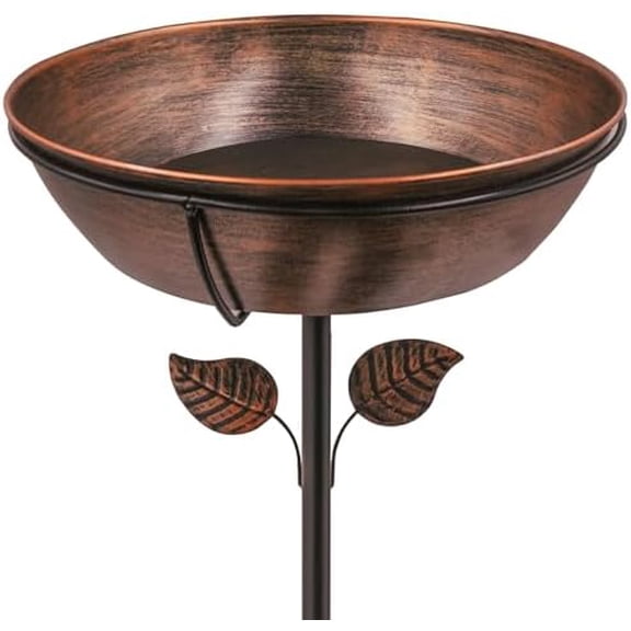 3" Deep Metal Bird Bath for Outdoors, Removable 13" Dia Bowl with Stable Upgrades Stake, Easy to Clean Birdbaths for Garden Yard Lawn Decor 1.4 Gallon